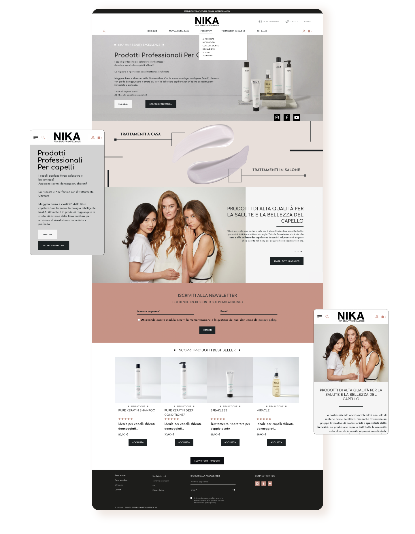 nika hair beauty web design